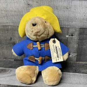 Vintage Paddington Bear Plush Sears Kids Gifts Blue Coat Yellow Hat Stuffed Toy